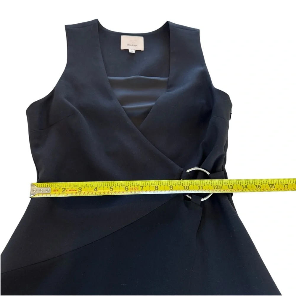 Cinq a Sept Orion Faux-Wrap Mini Dress Women’s 6 Black Sleeveless V-Neck Stretch - Picture 15 of 16